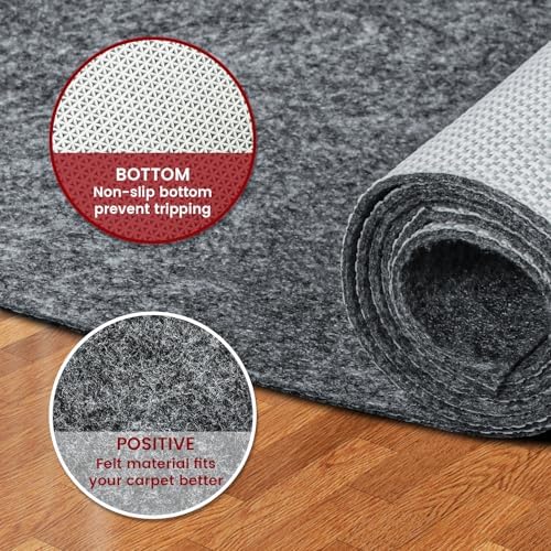 Waterproof Rug Pad, 5x8 ft Area Rug Non-Slip Carpet Pad, 1/4" Thick Non-...