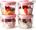 Ankou 400ml Meal Prep Container Set of 4 Pink Tritan Plastic Food Storage by ANKOU