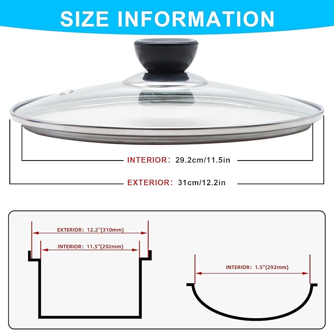 Glass Lid for Frying Pan Tempered Glass Pot Lid - Image 2