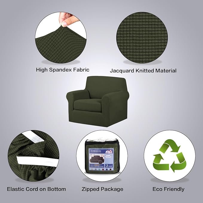 H.VERSAILTEX 2 Piece Couch Cover Stretch Stylish Chair Cover Furniture - Image 4