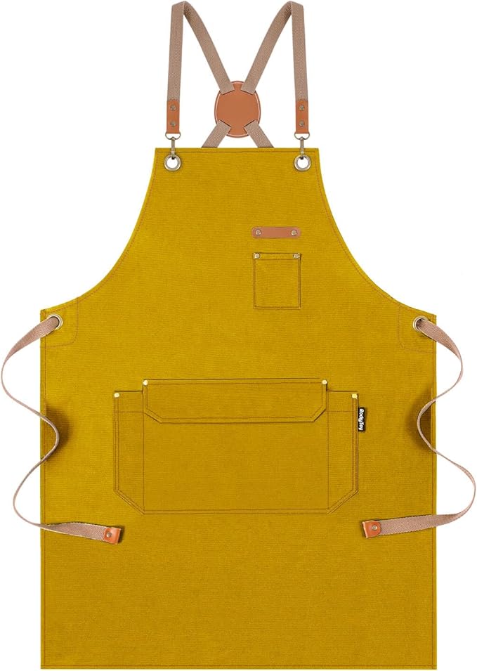 Chef Apron for Men Women with Gift Box Pack, Cross Back Apron with Pockets for by Genixart