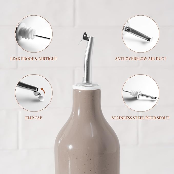 famiware Milkyway 16oz Ceramic Olive Oil Dispenser Bottle, Olive Oil and - Image 3