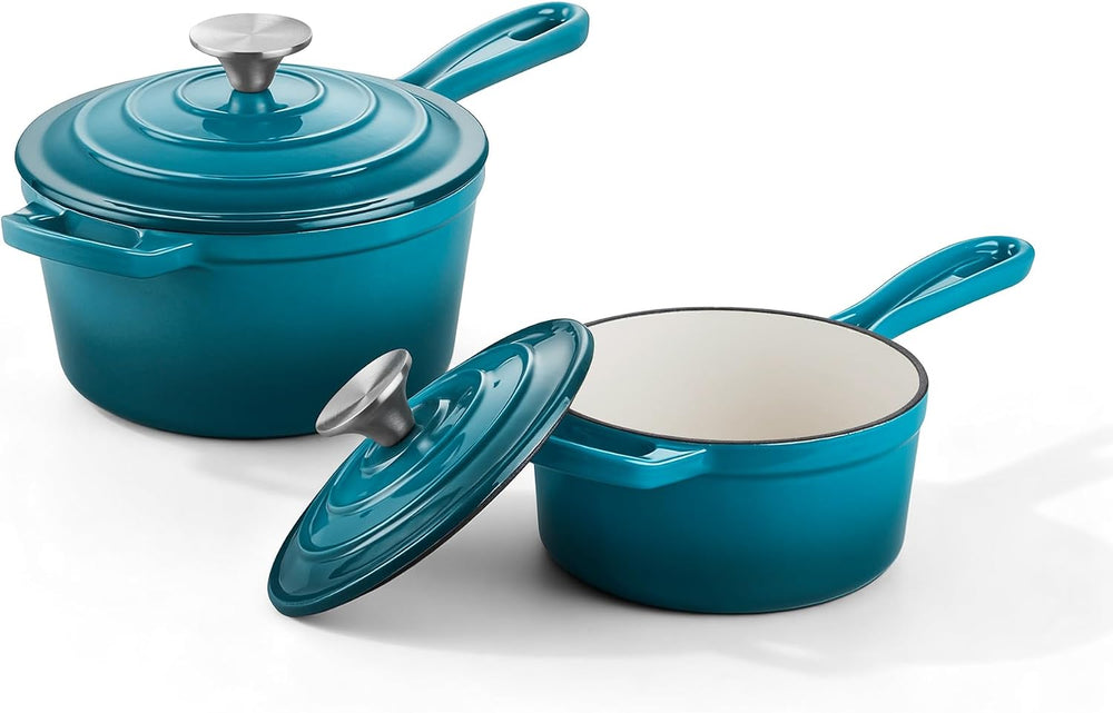 Homikit 1 QT & 2 QT Saucepan Set, Enameled Cast Iron Saucepan