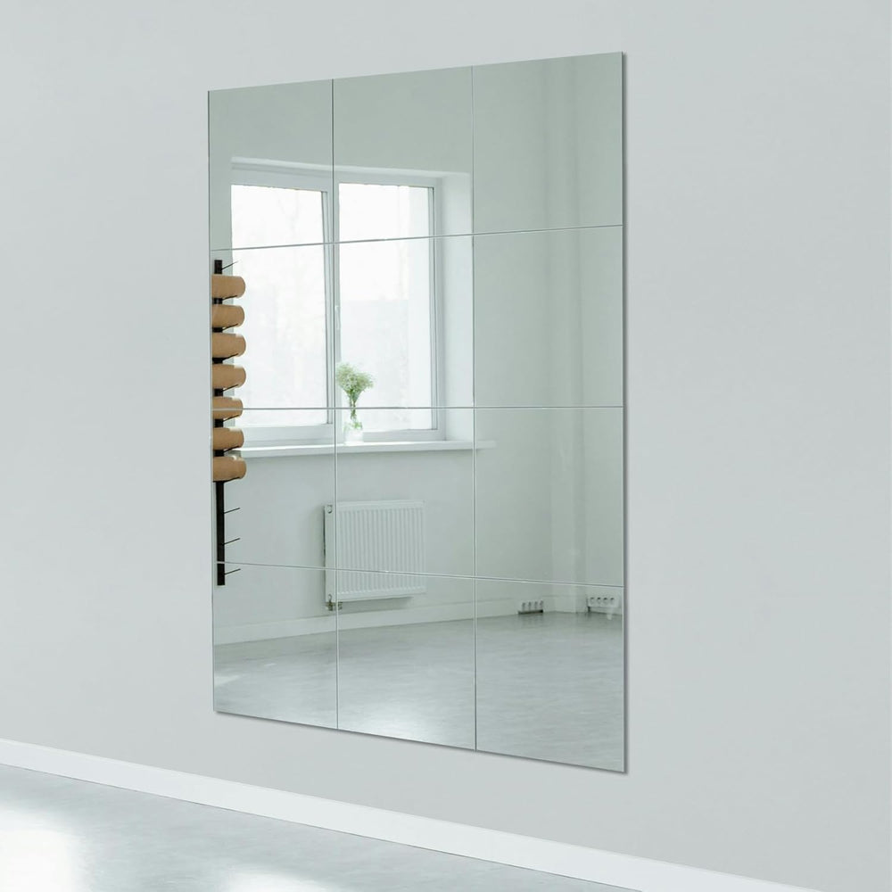 Ruomeng Home Gym Mirrors 12 Inch x 12Pcs Wall Mounted Mirror Glass Frameless ...