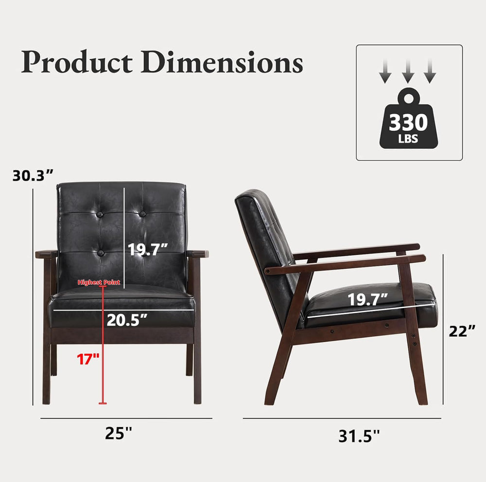 Bonzy Home Mid Century Modern Accent Chairs Set of 2 for Living Room, Upholst...