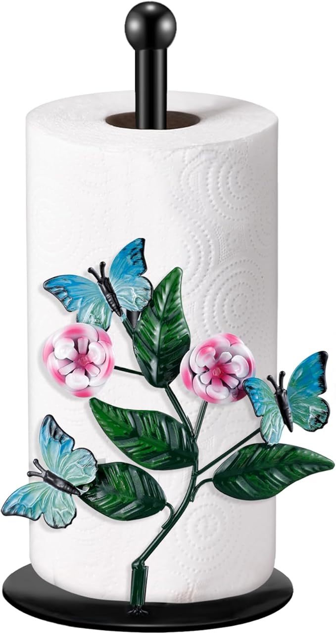Peryiter Flower Paper Towel Holder Butterfly Kitchen Decoration Countertop by Peryiter