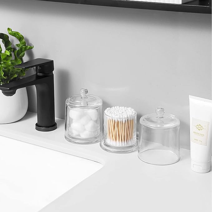 rejomiik 2 Pack Qtip Holder Thick Glass Apothecary Jars - Image 5