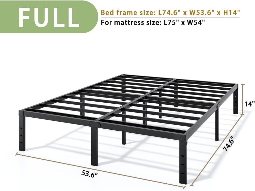 Full Size Bed Frame 14 Inch Metal Platform Bed Frames with Underbed Storage