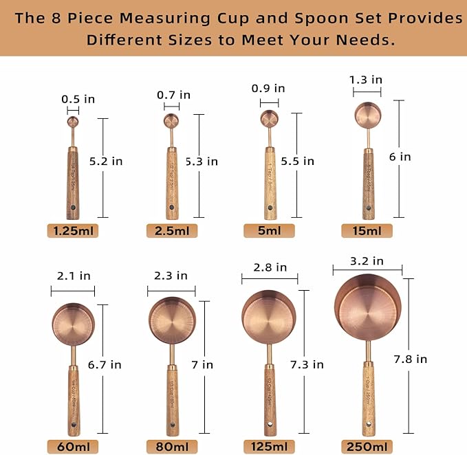 Measuring Cups and Spoons Set of 8, Stainless Steel Measuring Cup - Image 6