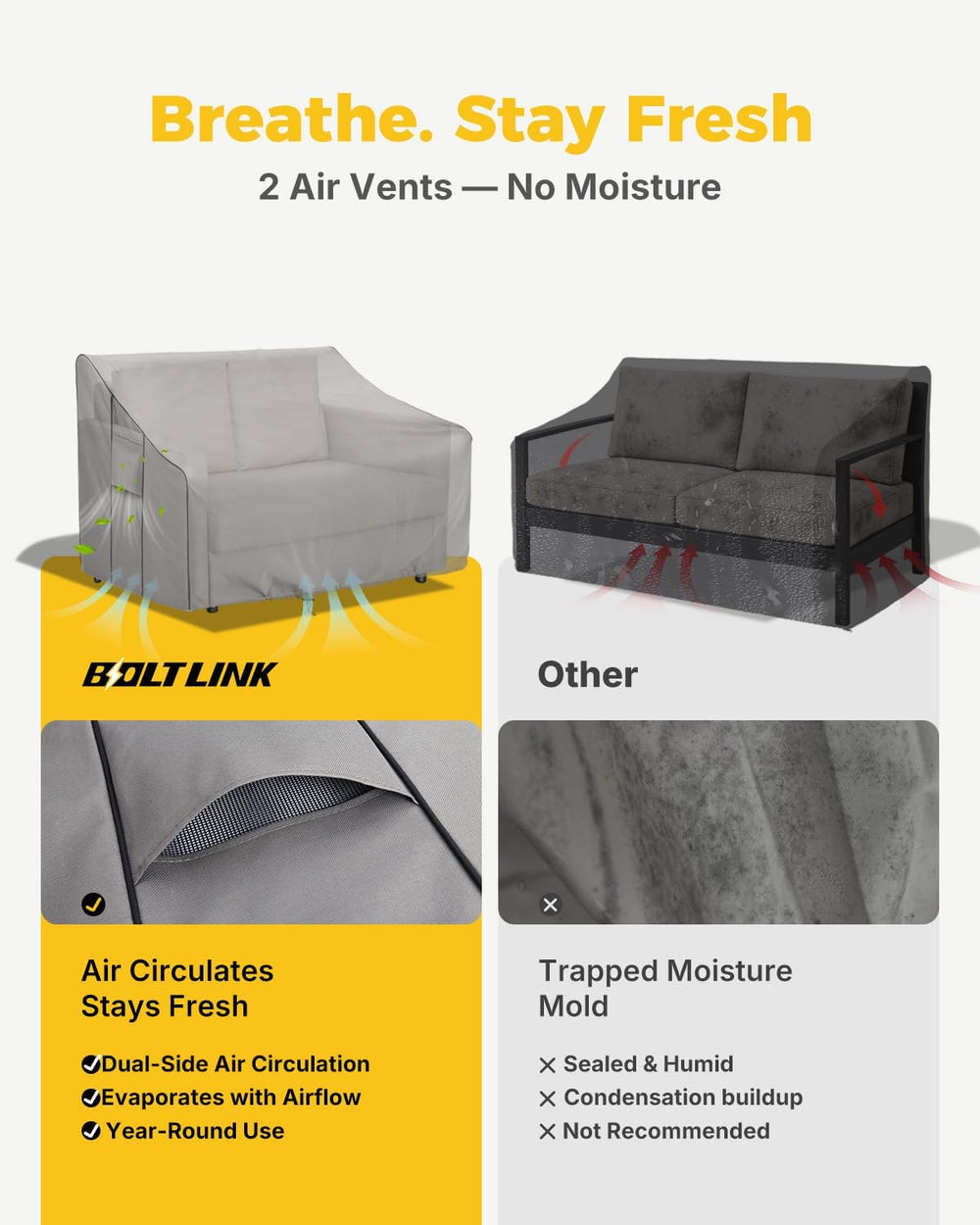 Patio Sofa Cover Waterproof, Heavy Duty, 79x38x35 in, 3-Seater