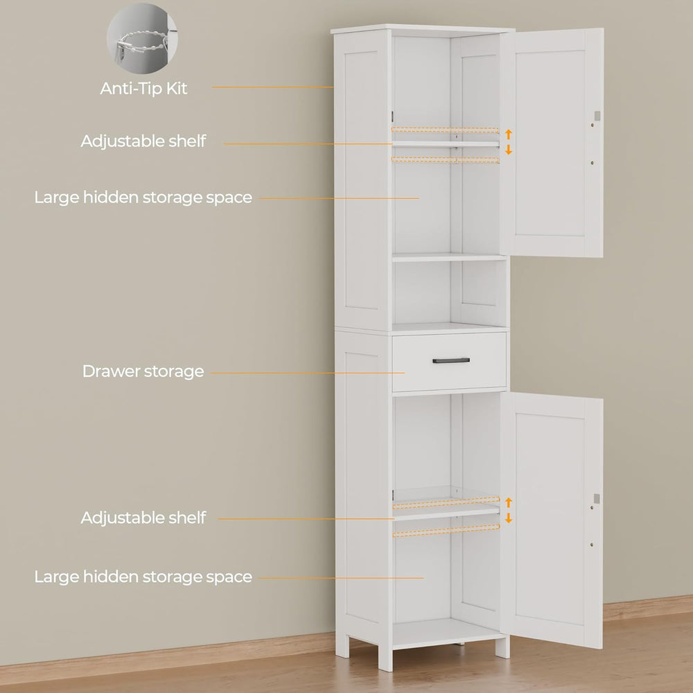 Homhedy 67" H Tall Bathroom Storage Cabinet with 2 Barn Doors and 1 Draw...