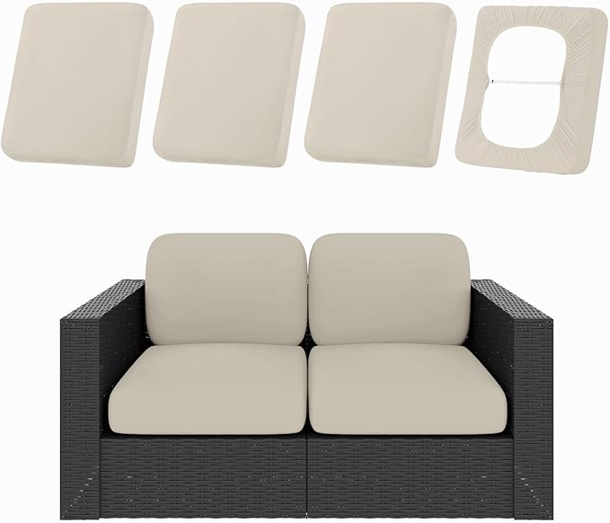 hyha 4Pcs Patio Cushion Covers, Stretch Outdoor Couch Cushion Covers Replacement by hyha