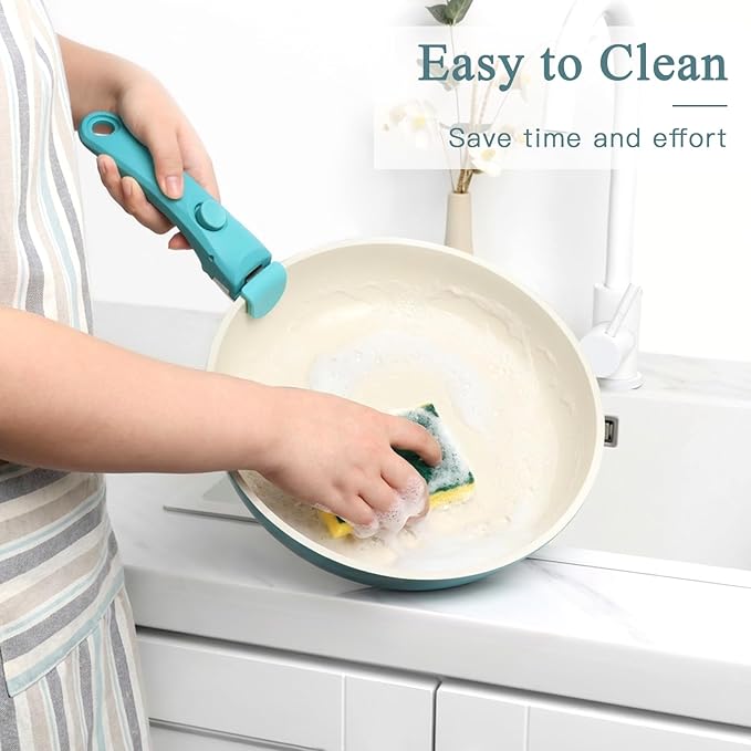 GIPP 5pcs Pots and Pans Set Non Stick, Nonstick Cookware Set Detachable Handle