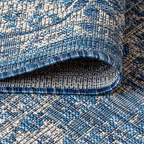 JONATHAN Y Weave Floral Indoor Outdoor Area Rug 3X5 Navy/Gray, Tela Bohemian ...