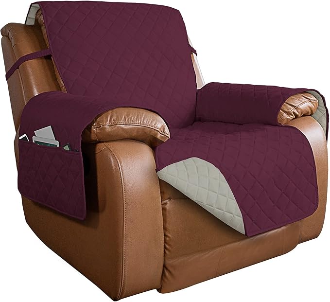 PureFit Reversible Quilted Sofa Cover, Water Resistant Slipcover Furniture by PureFit