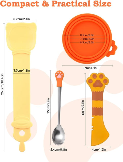 6 PCS Cat Food Can Covers Lids Set, Cat Bar Squeezer, Stainless Steel Wet Food - Image 2