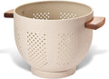 Metal Colander with Wood Handle and Stable Base, Powder Coated Steel Kitchen by Unknown