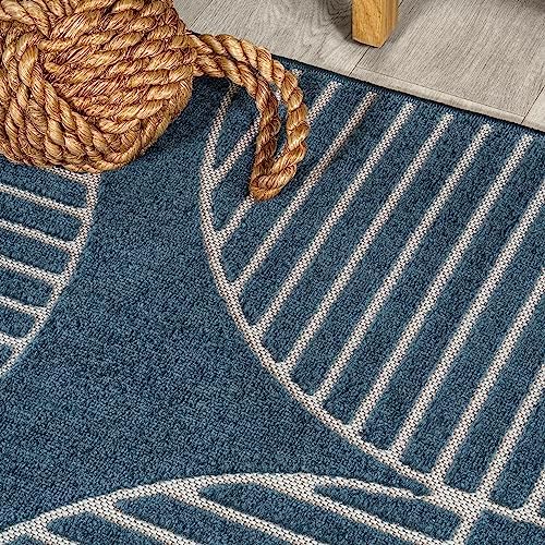 JONATHAN Y Nordby High-Low Arch Striped Navy/Cream Indoor/Outdoor Area Rug, 8...