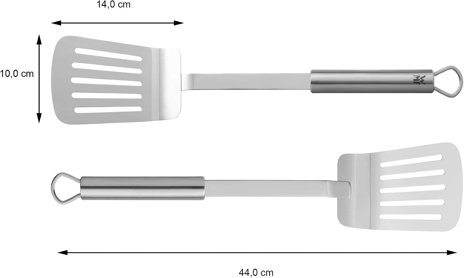 WMF 1892876030 BBQ Wender lang 44 x 10 cm Barbecue Turner with Extra Long Handle, Large Surface Area-for Burger Patties, Steak, Vegetables, Dishwasher-Safe, 18/8 stainless steel