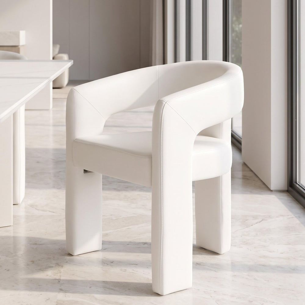 VESCASA Faux Leather Barrel Dining Chair with Open-Back, Upholstered Modern A...