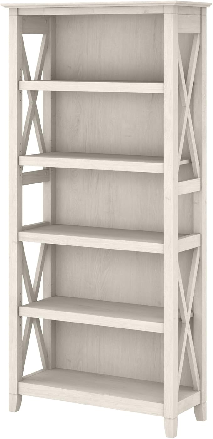 Bush Furniture Tall 5 Shelf Bookcase for Living Room or Home Office, Large Bo...