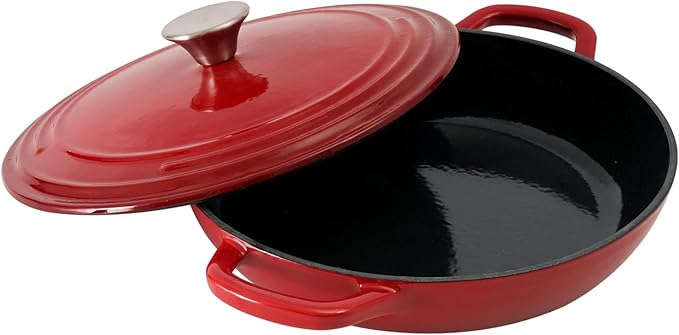 Flavehc Braiser Enameled Cast Iron Braiser 3 qt Braiser Pan - Image 2
