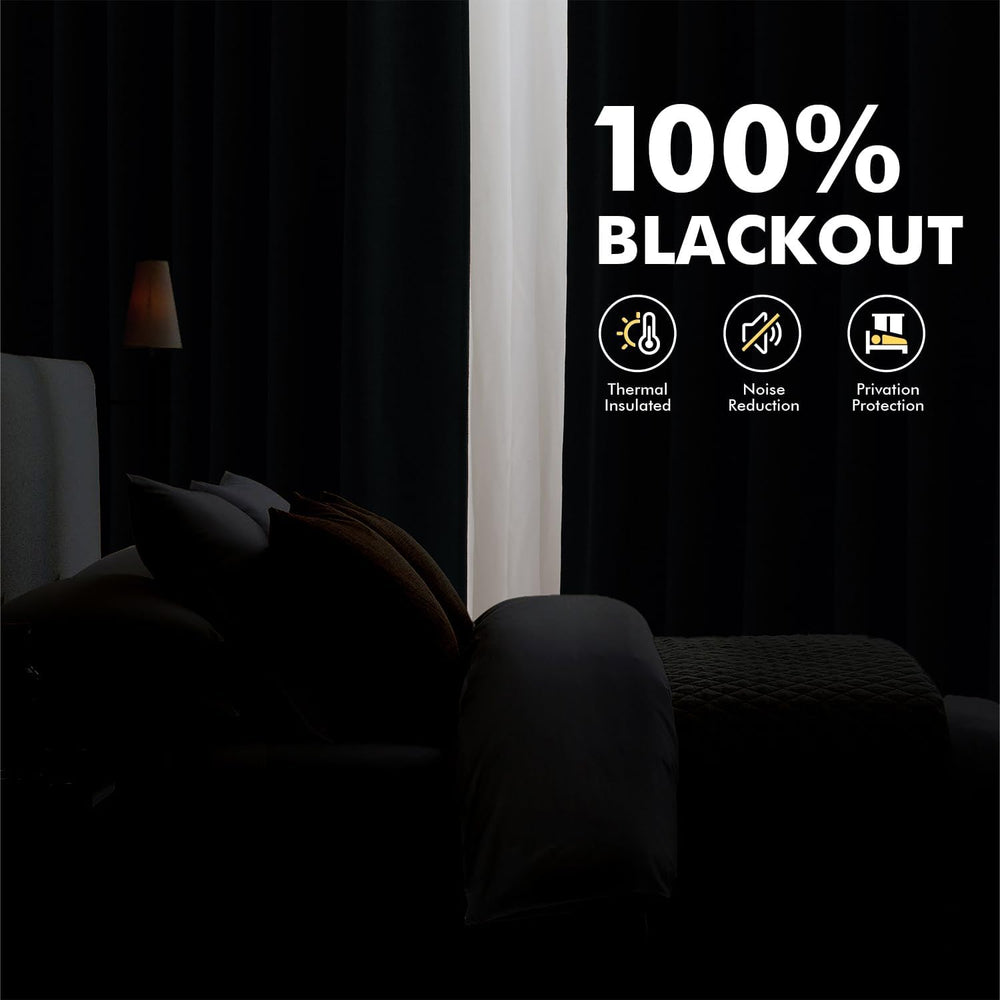 MIULEE 100% Blackout Linen Curtains for Bedroom 42 x 84 Inch Birch 2 Panels