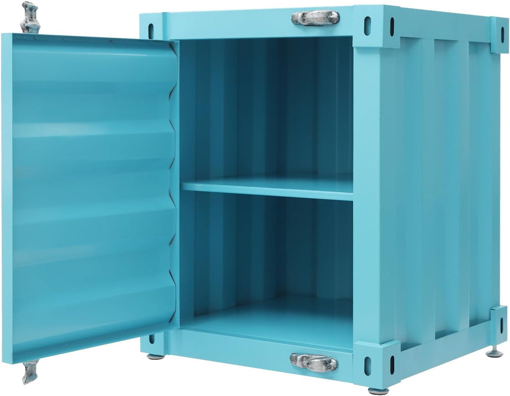 Side Table, Industrial Wind Container Cabinet Iron Bedside Table Creative Vin...