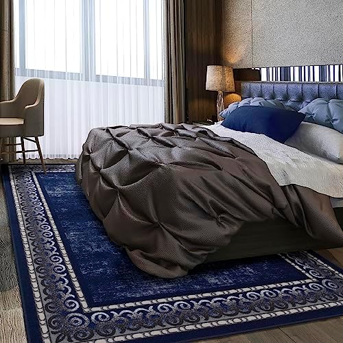 Antep Rugs Alfombras Bordered Modern 8x10 Non-Slip (Non-Skid) Low Pile Rubber...