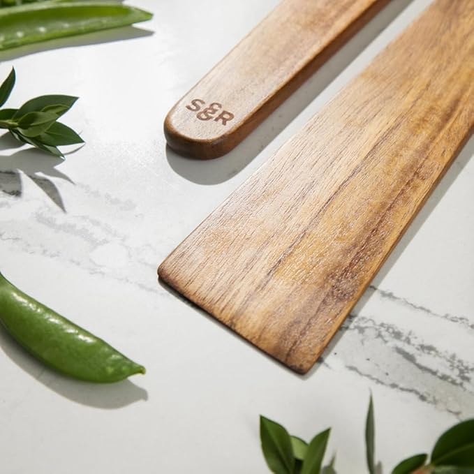 SLATE & ROYCE Wooden Spoon and Spatula Set, 2-Piece Non-Toxic Acacia Wood - Image 9