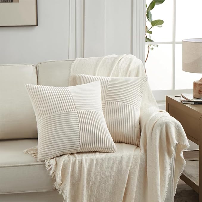 Fancy Homi 2 Packs Cream Samll Decorative Throw Pillow Covers 14x14 Inch - Image 6