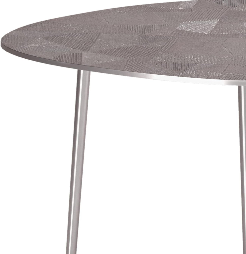 2 Pc Metal Nesting Table - Nickel with Gray, Iron, Living Room Tables | Handc...