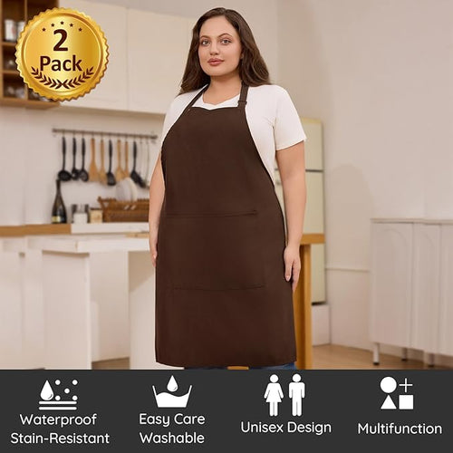 2 Pcs Plus Size Chef Apron, Unisex Professional Apron - Image 2