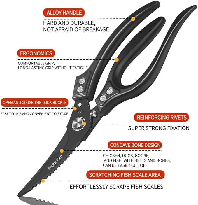 Professional 10-Inch Heavy-Duty Kitchen Shears Ultra-Sharp Stainless Steel - Image 6