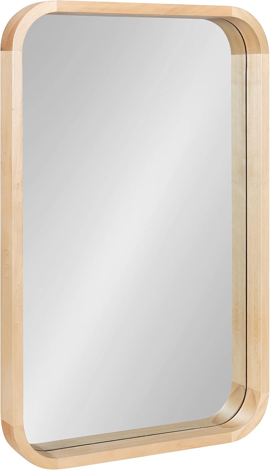 Kate and Laurel Hutton Modern Rounded Rectangle Wall Mirror; 20 x 30; Natural...