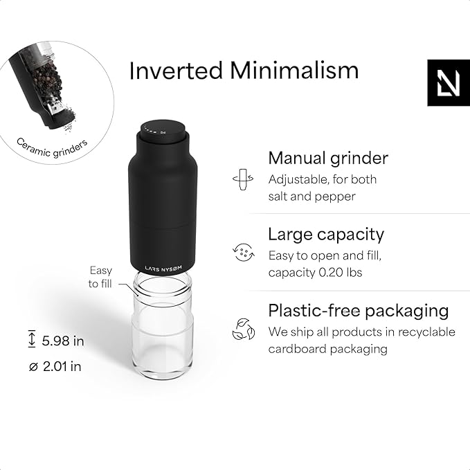 LARS NYSØM Salt and Pepper Grinder Set, Stainless Steel Manual Salt and Pepper - Image 4