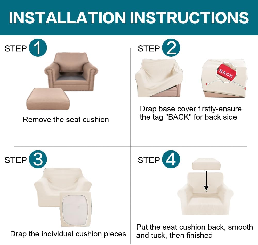 Turquoize 2 Piece Chair Covers Armchair Slipcovers for Living Room Armchair S...