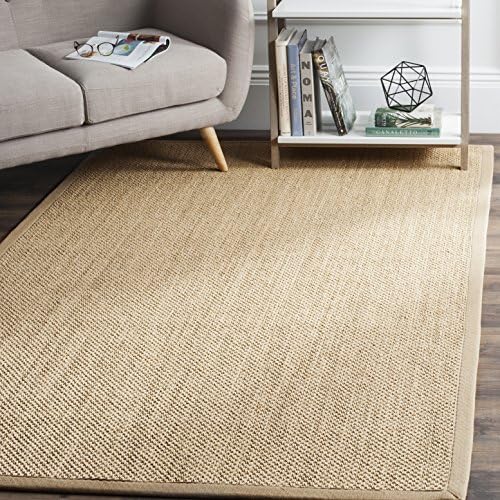 SAFAVIEH Natural Fiber Area Rug 6x8 Sisal Textured, Maize & Linen NF141B