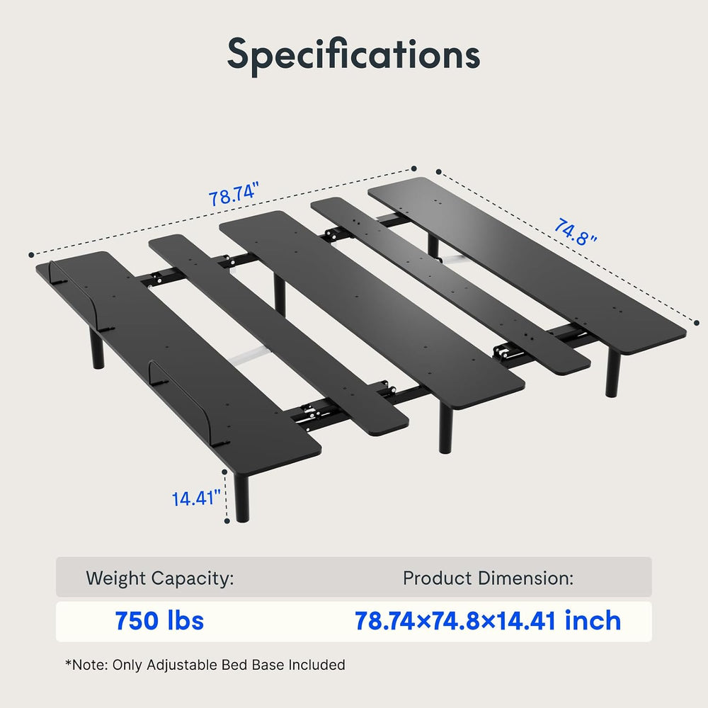 FLEXISPOT S3K-Lite King Adjustable Bed Base, Zero Clearance & Zero Gravity