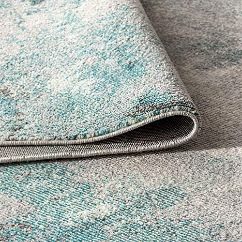JONATHAN Y Modern Abstract Vintage Cream/Blue 8x8 Square Indoor Area Rug, Con...