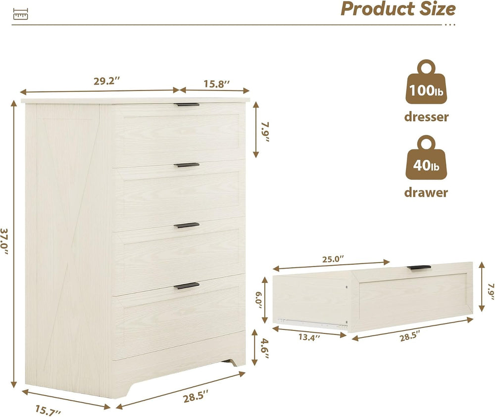 4 Closet Dresser, Farmhouse Dressers & Chests of Drawers, Light Oak