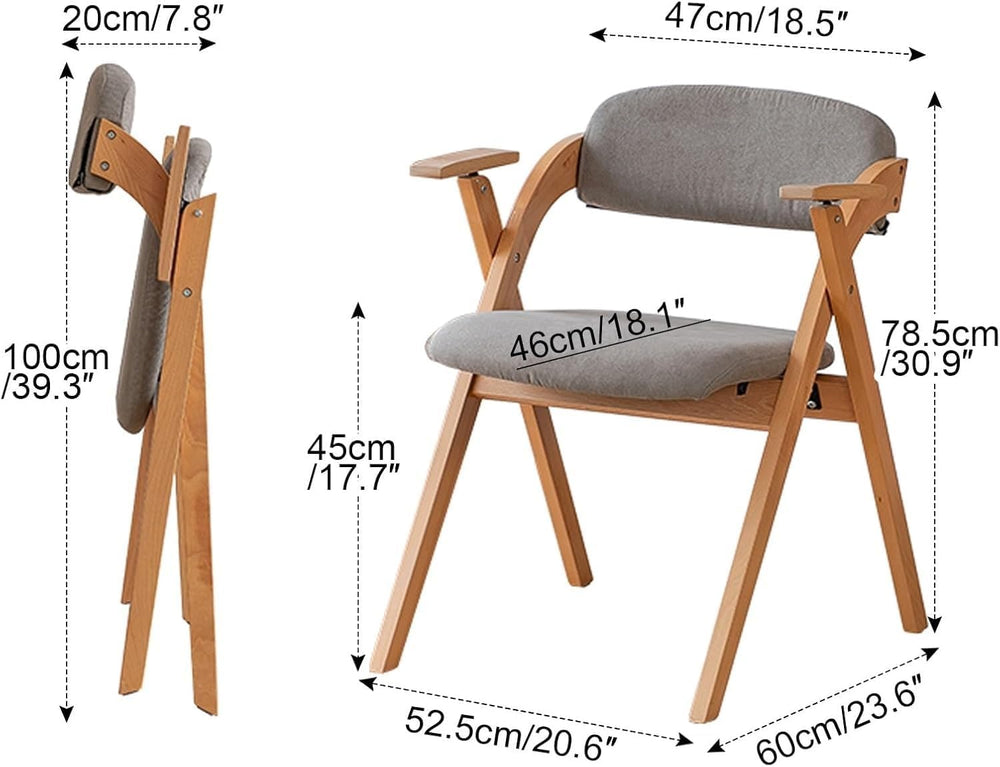 Foldable Chairs with Padded Seats and Solid Wood Frame for Dining Room, Livin...