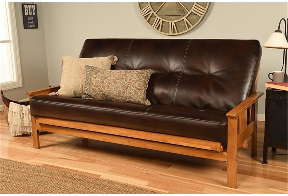 Pemberly Row 8" Full Size Faux Leather Futon Mattress Replacement, Sprin...