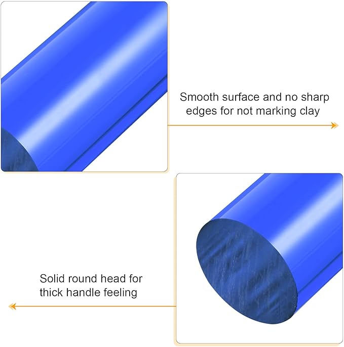 HARFINGTON Acrylic Clay Roller 7.28 Inch x 1 Inch Solid Non-Stick Plastic Round - Image 4