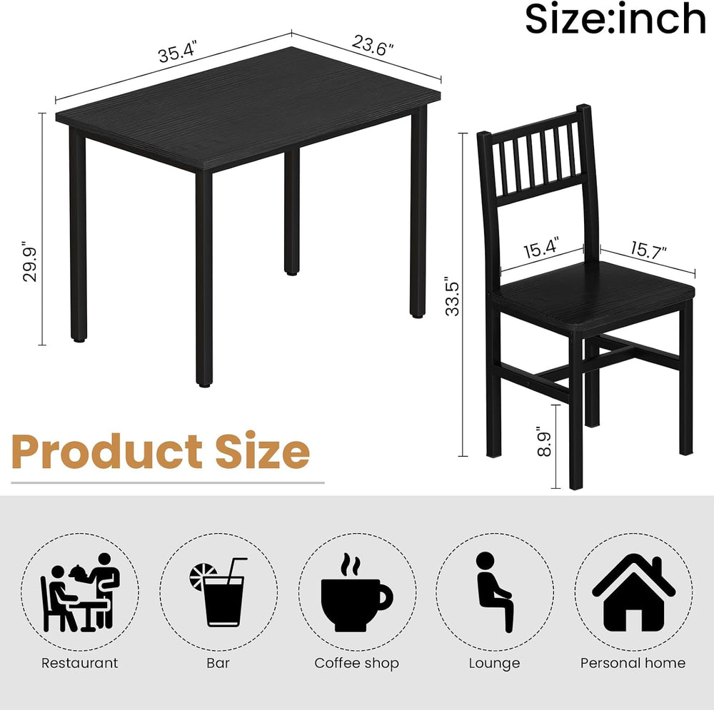 AWQM 3 Piece Dining Table, Small Kitchen Table Set for 2 with Chairs(Black)