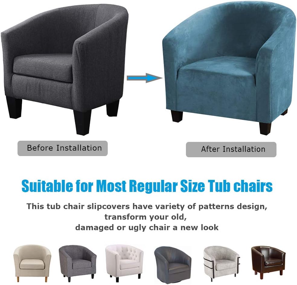 MIFXIN Club Chair Slipcover High Stretch Velvet Tub Chair Cover 1 Piece Spand...