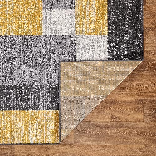 Rugshop Geometric Boxes Oslo Modern Living Room Area Rug Yellow 7'10&quot...