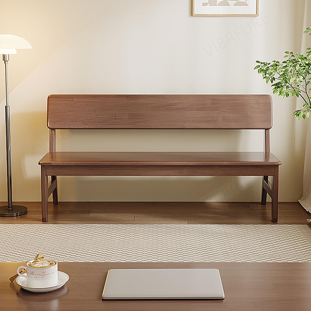 Traditional Wooden Dining Bench with Back, Modern Farmhouse Solid Wood Entryw...