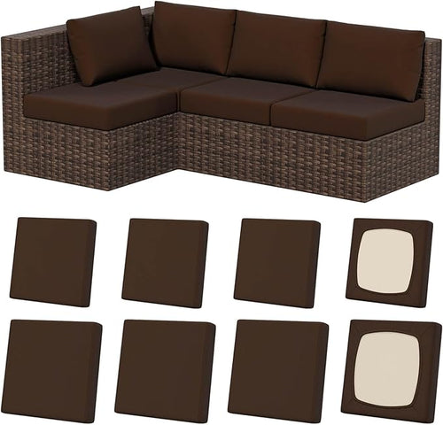 8Pcs Stretch Patio Cushion Covers, Outdoor Couch & Sofa Replacement Slipcovers by VORSHAPE