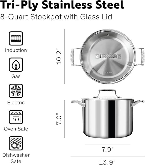 8 Quart Stainless Steel Stock Pot - Image 2